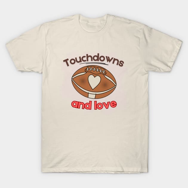 Vintage American Football: Touchdowns and Love for Coach's Wife & Football Mom T-Shirt by Tecnofa